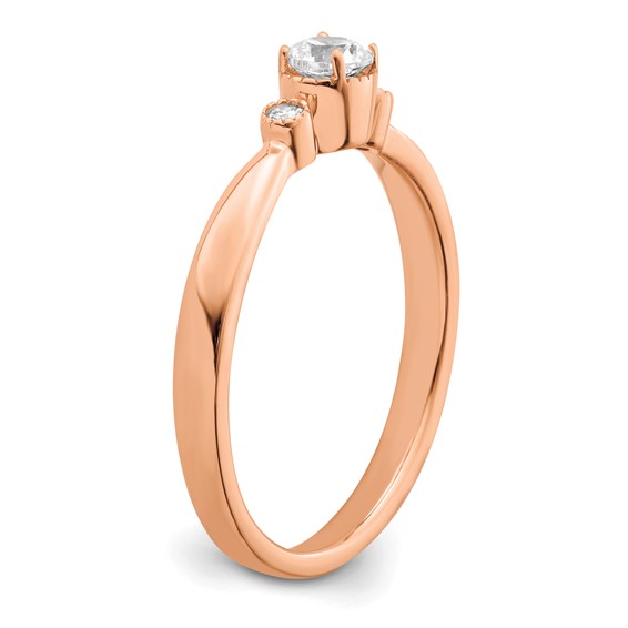 First Promise 14k Rose Gold 1/4 carat Lab Grown Diamond VS/SI+ G+ Complete Petite Engagement Ring