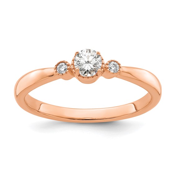 First Promise 14k Rose Gold 1/4 carat Lab Grown Diamond VS/SI+ G+ Complete Petite Engagement Ring
