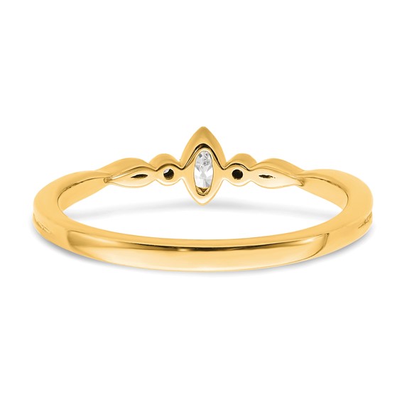 14k Beaded Edge Petite 3-Stone 1/15 carat Marquise Diamond Complete Promise/Engagement Ring