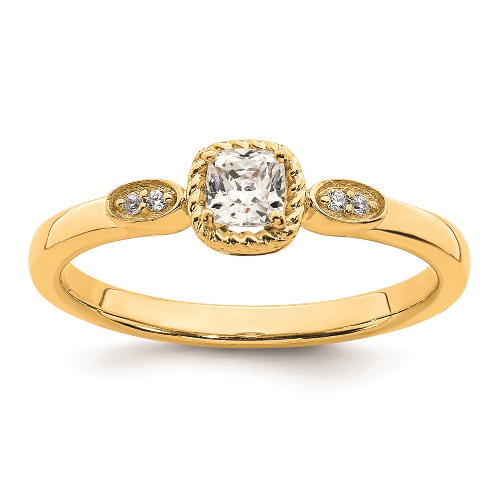 14k Rope Edge Petite 1/4 carat Cushion-cut Diamond Complete Promise/Engagement Ring