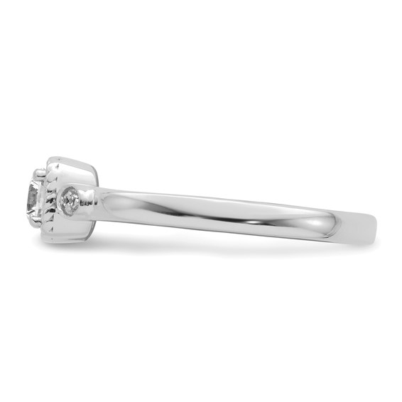 14k White Gold Rope Edge Petite 1/4 carat Round Diamond Complete Promise/Engagement Ring