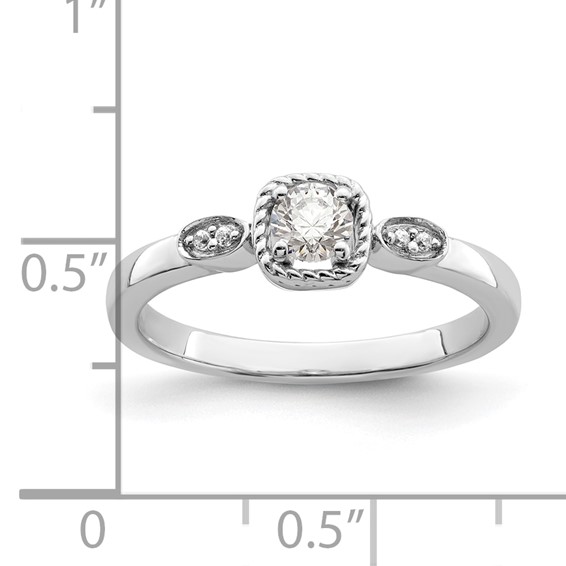 14k White Gold Rope Edge Petite 1/4 carat Round Diamond Complete Promise/Engagement Ring