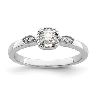 14k White Gold Rope Edge Petite 1/4 carat Round Diamond Complete Promise/Engagement Ring