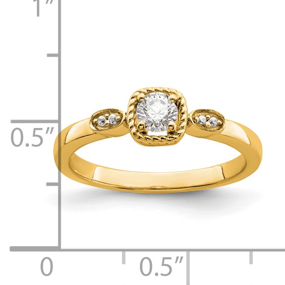 14k Rope Edge Petite 1/4 carat Round Diamond Complete Promise/Engagement Ring