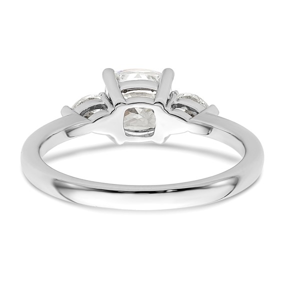14k White Gold 3 Stone Pear/Cushion Semi-Mount Including 2-Pear Side Stones Dia Ring