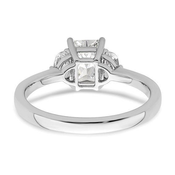 14k White Gold 3 Stone Half Moon/Emerald Semi-Mount Including 2-Half Moon Side Stones Dia Ring