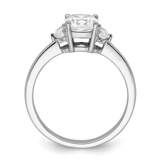 14k White Gold 3 Stone Half Moon/Cushion Semi-Mount Including 2-Half Moon Side Stones Dia Ring