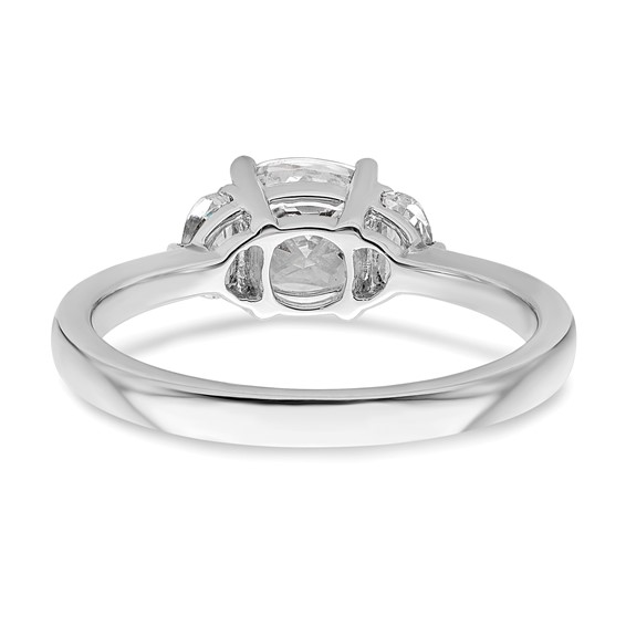 14k White Gold 3 Stone Half Moon/Cushion Semi-Mount Including 2-Half Moon Side Stones Dia Ring