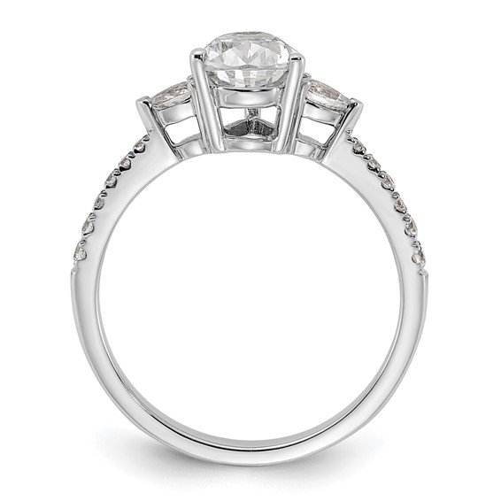 14k White Gold 3 Stone Pear/Pear Center Semi-Mount Including 2-Pear Side Stones Dia Ring