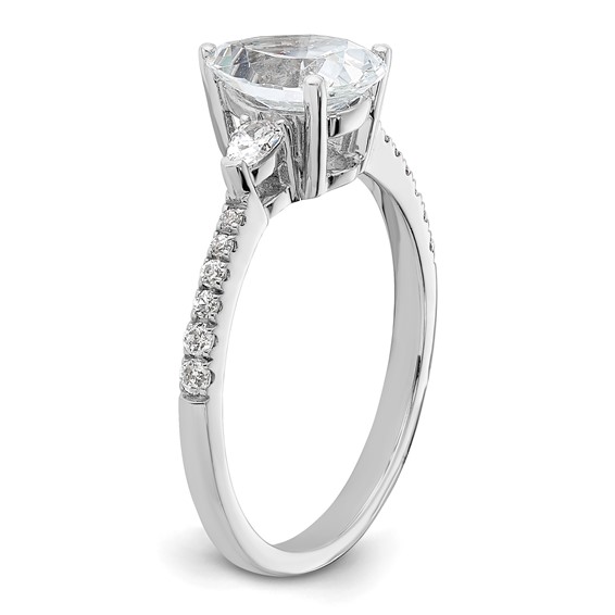 14k White Gold 3 Stone Pear/Pear Center Semi-Mount Including 2-Pear Side Stones Dia Ring