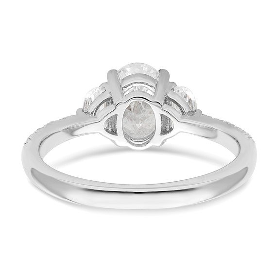14k White Gold 3 Stone Half Moon/Oval Semi-Mount Including 2-Half Moon Side Stones Dia Ring