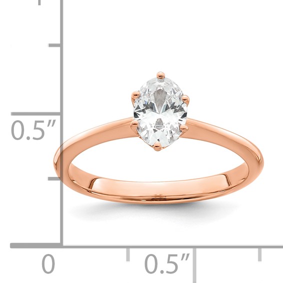 14k Rose Gold (Holds 3/4 carat (6.7x5mm) Oval) 6-Prong with .02 carat Diamond Leaf Design Semi-Mount Engagement Ring