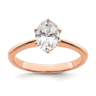 14k Rose Gold (Holds 1 carat (7x5mm) Oval) 6-Prong with .02 carat Diamond Leaf Design Semi-Mount Engagement Ring