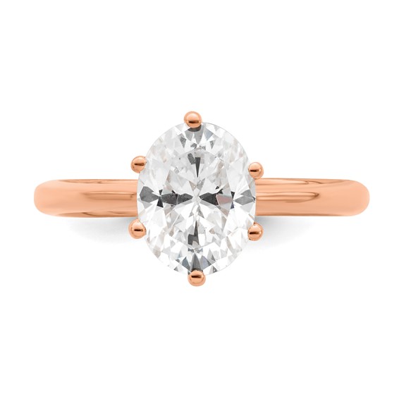 14k Rose Gold (Holds 1.5 carat (8x6mm) Oval) 6-Prong with .03 carat Diamond Leaf Design Semi-Mount Engagement Ring