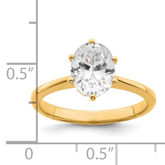 14k Yellow Polish 1 1/2ct Oval Leaf Design Semi-Mount Dia Ring