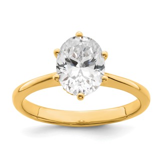 14k Yellow Polish 1 1/2ct Oval Leaf Design Semi-Mount Dia Ring