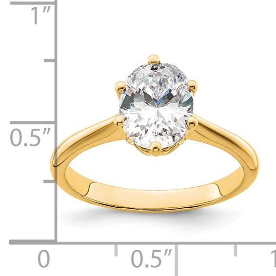 14k Yellow Polish 2ct Oval Leaf Design Semi-Mount Dia Ring