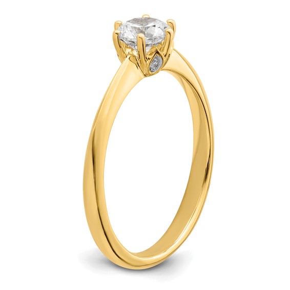 14k (Holds 1/2 carat (5.20 mm) Round) 4-Prong with .01 carat Diamond Leaf Design Semi-Mount Engagement Ring