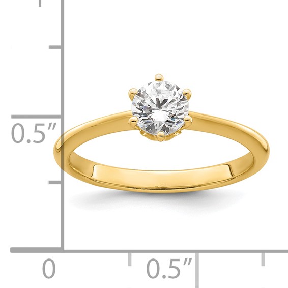 14k (Holds 1/2 carat (5.20 mm) Round) 4-Prong with .01 carat Diamond Leaf Design Semi-Mount Engagement Ring