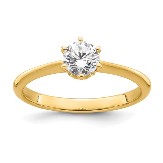 14k (Holds 1/2 carat (5.20 mm) Round) 4-Prong with .01 carat Diamond Leaf Design Semi-Mount Engagement Ring