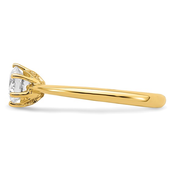 14k (Holds 3/4 carat (5.80 mm) Round) 4-Prong with .02 carat Diamond Leaf Design Semi-Mount Engagement Ring