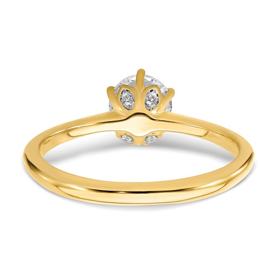 14k (Holds 3/4 carat (5.80 mm) Round) 4-Prong with .02 carat Diamond Leaf Design Semi-Mount Engagement Ring