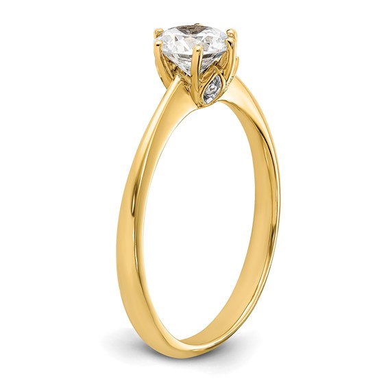 14k (Holds 3/4 carat (5.80 mm) Round) 4-Prong with .02 carat Diamond Leaf Design Semi-Mount Engagement Ring