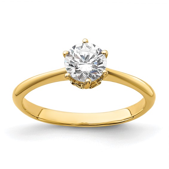 14k (Holds 3/4 carat (5.80 mm) Round) 4-Prong with .02 carat Diamond Leaf Design Semi-Mount Engagement Ring
