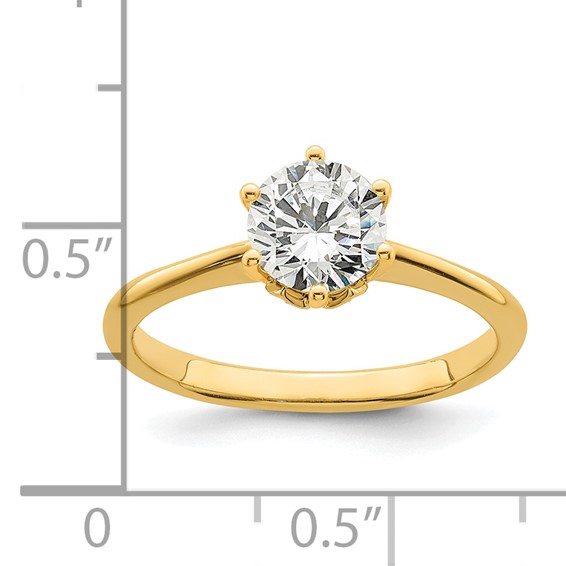 14k (Holds 1 carat (6.50 mm) Round) 6-Prong with .02 carat Diamond Leaf Design Semi-Mount Engagement Ring