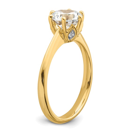 14k (Holds 1.25 carat (7.50 mm) Round) 4-Prong with .03 carat Diamond Leaf Design Semi-Mount Engagement Ring