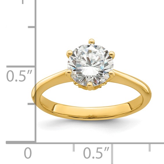 14k (Holds 1.25 carat (7.50 mm) Round) 4-Prong with .03 carat Diamond Leaf Design Semi-Mount Engagement Ring