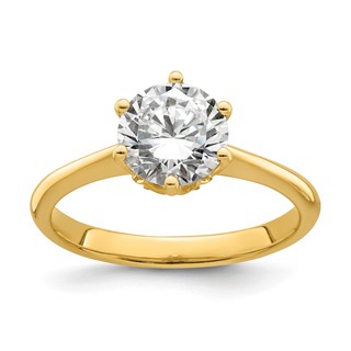 14k (Holds 1.25 carat (7.50 mm) Round) 4-Prong with .03 carat Diamond Leaf Design Semi-Mount Engagement Ring