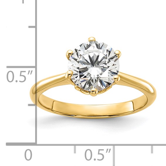 14k (Holds 2 carat (8.20 mm) Round) 4-Prong with 1/20 carat Diamond Leaf Design Semi-Mount Engagement Ring