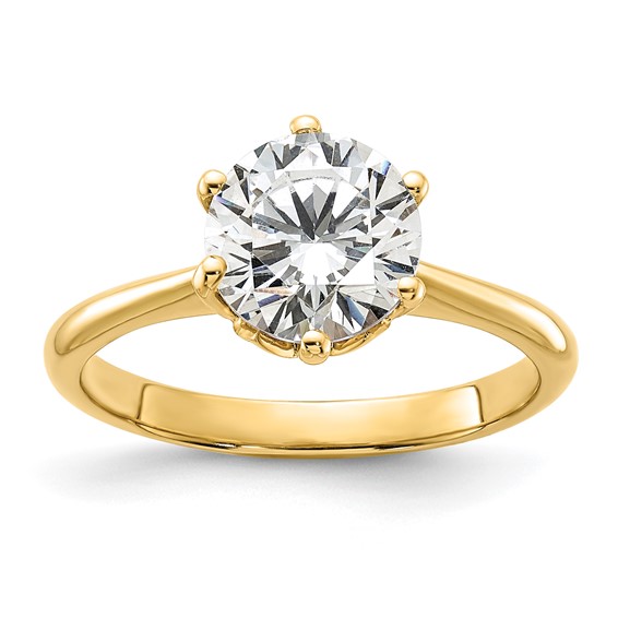 14k (Holds 2 carat (8.20 mm) Round) 4-Prong with 1/20 carat Diamond Leaf Design Semi-Mount Engagement Ring