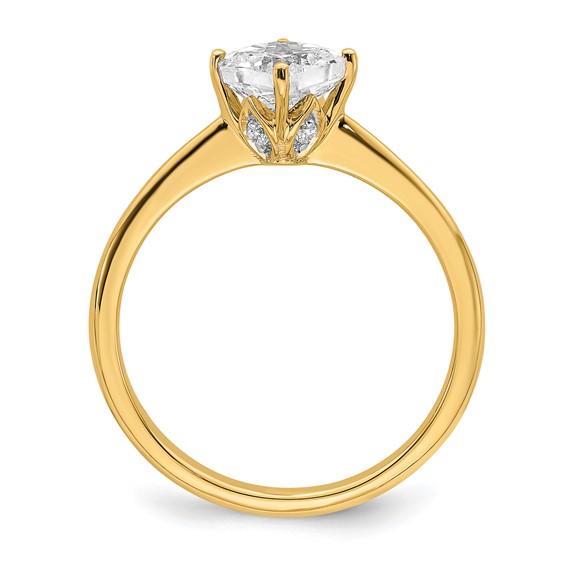 14k (Holds 1 carat (6.00 mm) Cushion-cut) 4-Prong with .03 carat Diamond Leaf Design Semi-Mount Engagement Ring