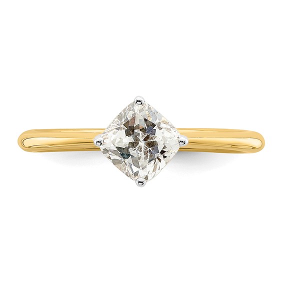 14k (Holds 1 carat (6.00 mm) Cushion-cut) 4-Prong with .03 carat Diamond Leaf Design Semi-Mount Engagement Ring