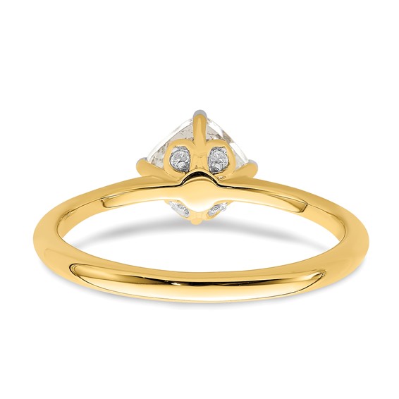 14k (Holds 1 carat (6.00 mm) Cushion-cut) 4-Prong with .03 carat Diamond Leaf Design Semi-Mount Engagement Ring