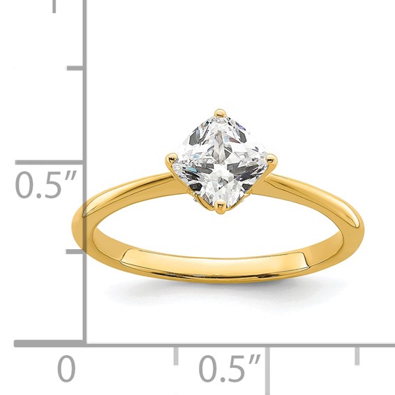 14k (Holds 1 carat (6.00 mm) Cushion-cut) 4-Prong with .03 carat Diamond Leaf Design Semi-Mount Engagement Ring