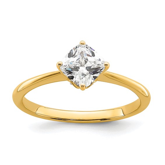 14k (Holds 1 carat (6.00 mm) Cushion-cut) 4-Prong with .03 carat Diamond Leaf Design Semi-Mount Engagement Ring