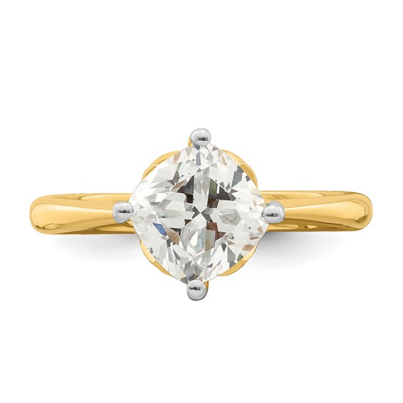 14k (Holds 2 carat (7.60 mm) Cushion-cut) 4-Prong with 1/15 carat Diamond Leaf Design Semi-Mount Engagement Ring