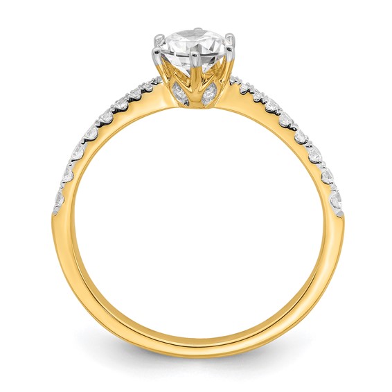 14k Gold Leaf Design (Holds 1/2 carat (5.2mm) Round Center) 1/4 carat Diamond Semi-Mount Engagement Ring