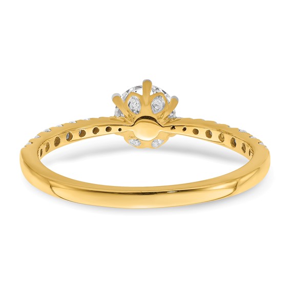 14k Gold Leaf Design (Holds 1/2 carat (5.2mm) Round Center) 1/4 carat Diamond Semi-Mount Engagement Ring
