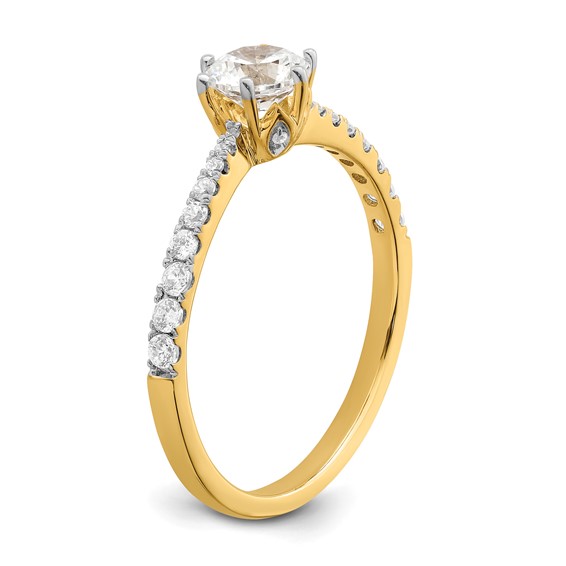 14k Gold Leaf Design (Holds 1/2 carat (5.2mm) Round Center) 1/4 carat Diamond Semi-Mount Engagement Ring