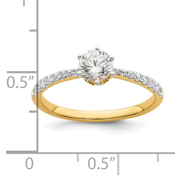 14k Gold Leaf Design (Holds 1/2 carat (5.2mm) Round Center) 1/4 carat Diamond Semi-Mount Engagement Ring