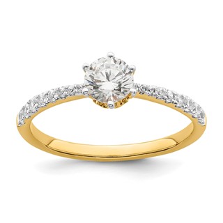 14k Gold Leaf Design (Holds 1/2 carat (5.2mm) Round Center) 1/4 carat Diamond Semi-Mount Engagement Ring