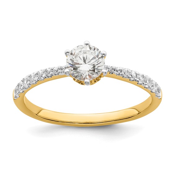14k Gold Leaf Design (Holds 1/2 carat (5.2mm) Round Center) 1/4 carat Diamond Semi-Mount Engagement Ring