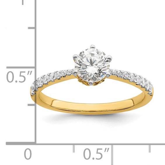 14k Gold Leaf Design (Holds 3/4 carat (5.8mm) Round Center) 1/4 carat Diamond Semi-Mount Engagement Ring