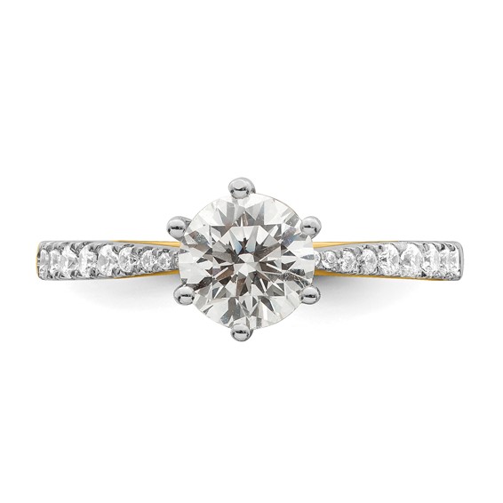 14k Gold Leaf Design (Holds 1 carat (6.5mm) Round Center) 1/4 carat Diamond Semi-Mount Engagement Ring