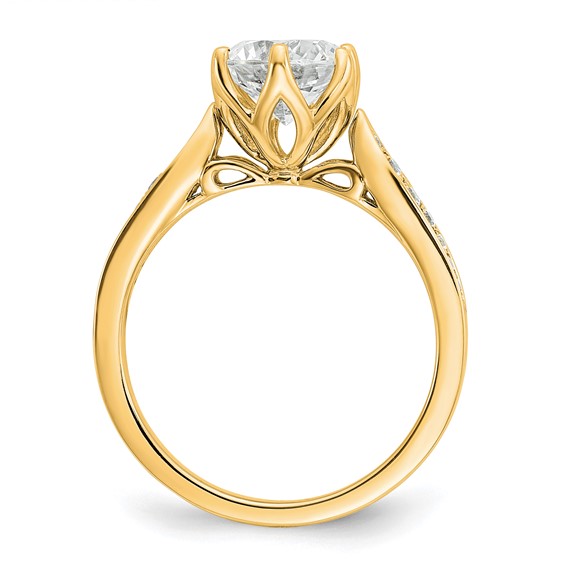 14k Gold (Holds 1.5 carat (7.5mm) Round Center) 1/6 carat Diamond Semi-Mount Engagement Ring