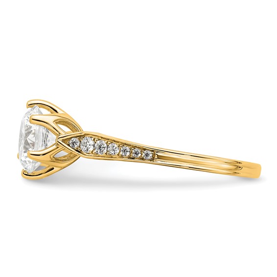 14k Gold (Holds 1.5 carat (7.5mm) Round Center) 1/6 carat Diamond Semi-Mount Engagement Ring